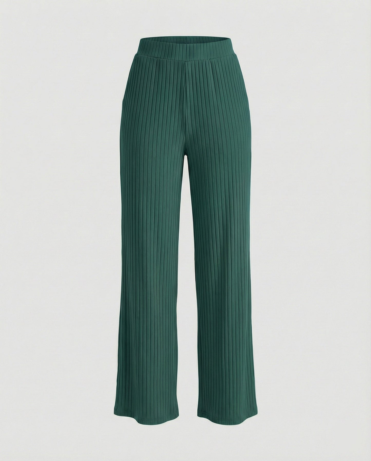 Damen Sommerhose Weit Geschnitten Elegant Mit Rippstruktur