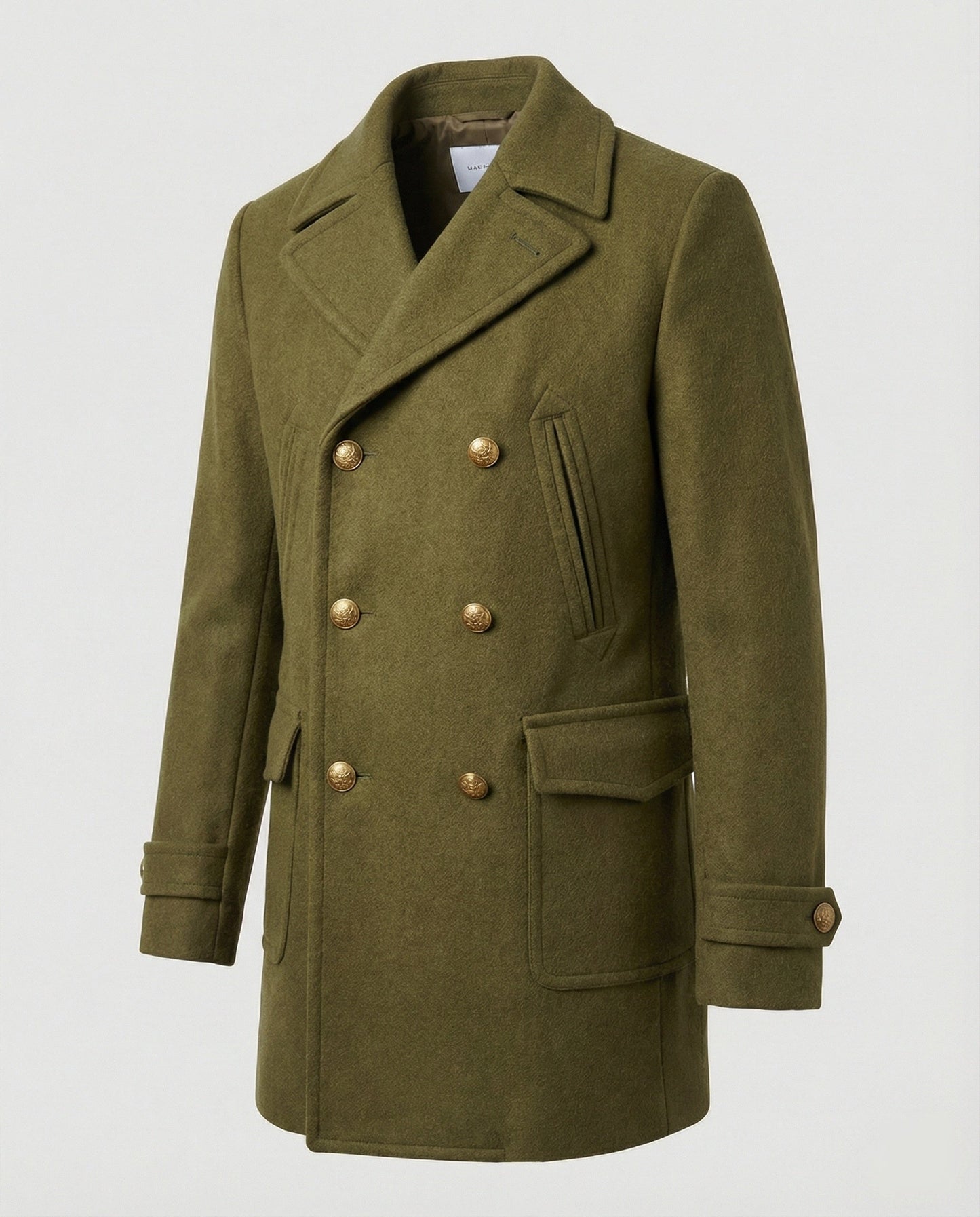 Herren Wollmantel Eleganter Doppelknopf Mantel Lang