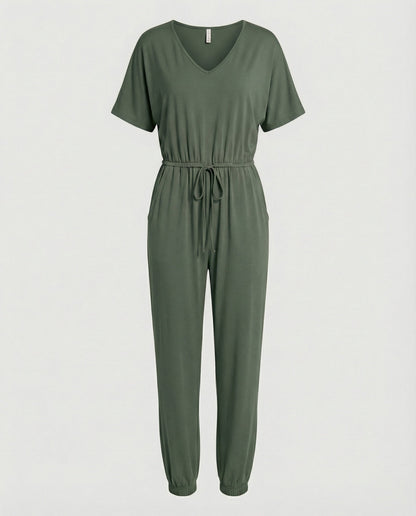Damen Jumpsuit Leicht Lockerer Schnitt Elastisch