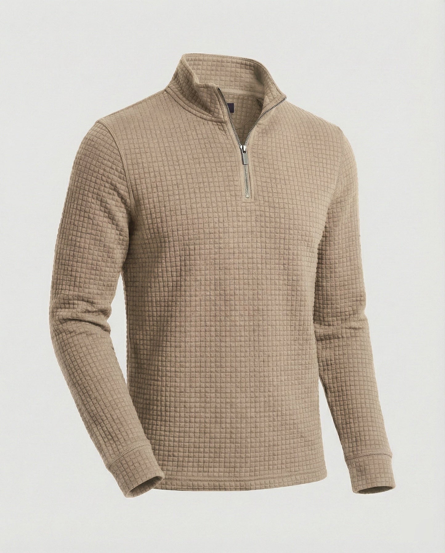 Herren Langarmshirt Modern Stehkragen Reißverschluss Elegant