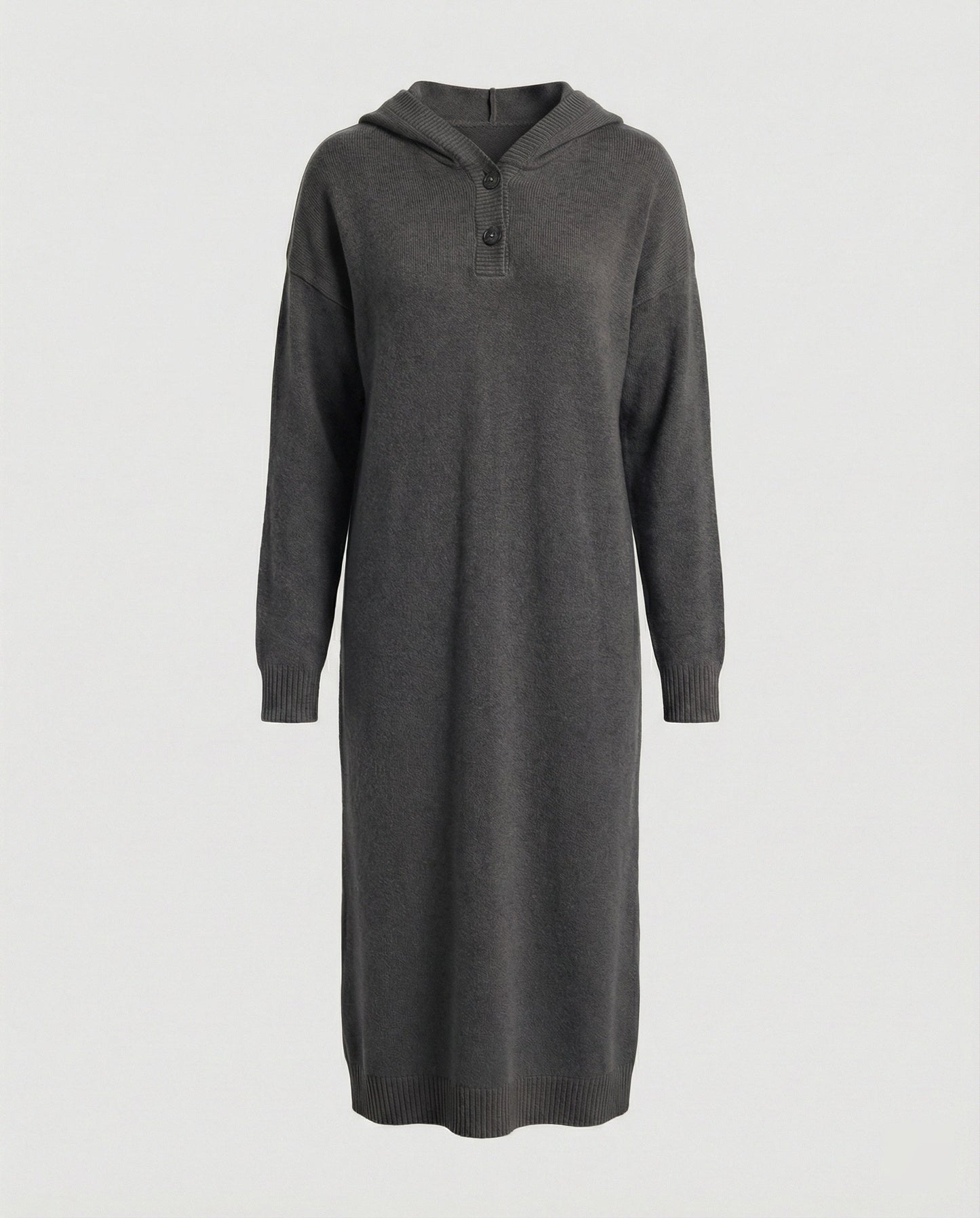 Damen Hoodie-Kleid Weich Kapuzenkleid mit Knöpfen Damenmode