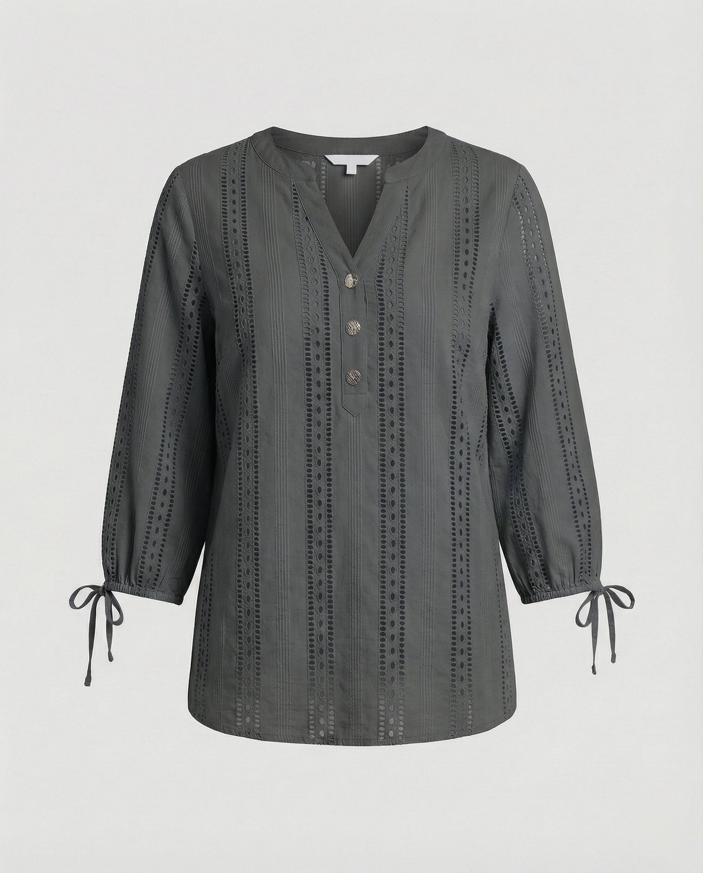 Damen Bluse Modern Spitze Knopfleiste Chic