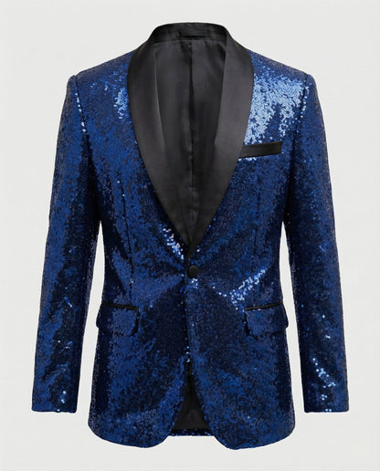 Pailletten Blazer Herren Glamour Schwarz