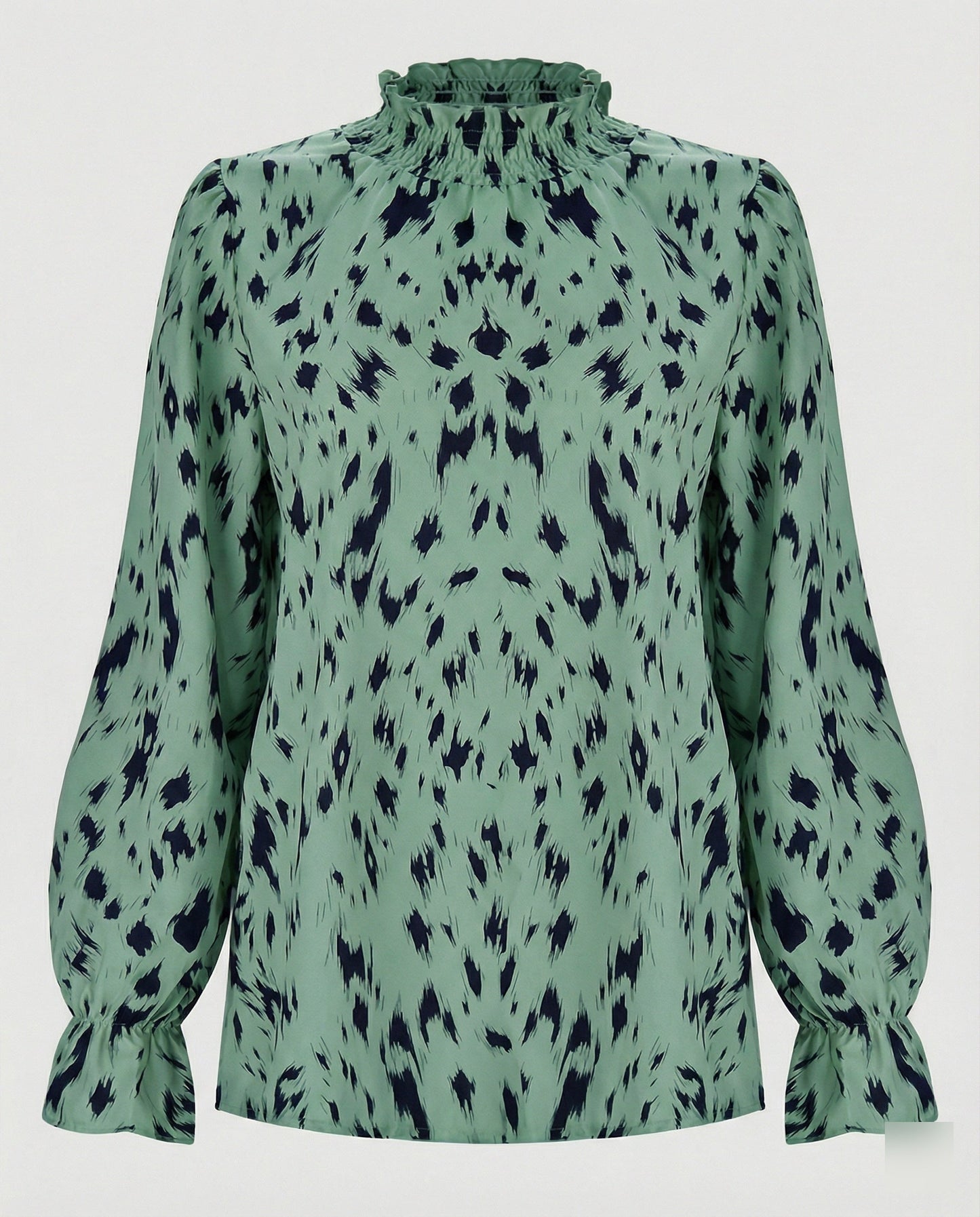 Damenbluse Elegante Tiermuster Bluse Mit Rüschensaum