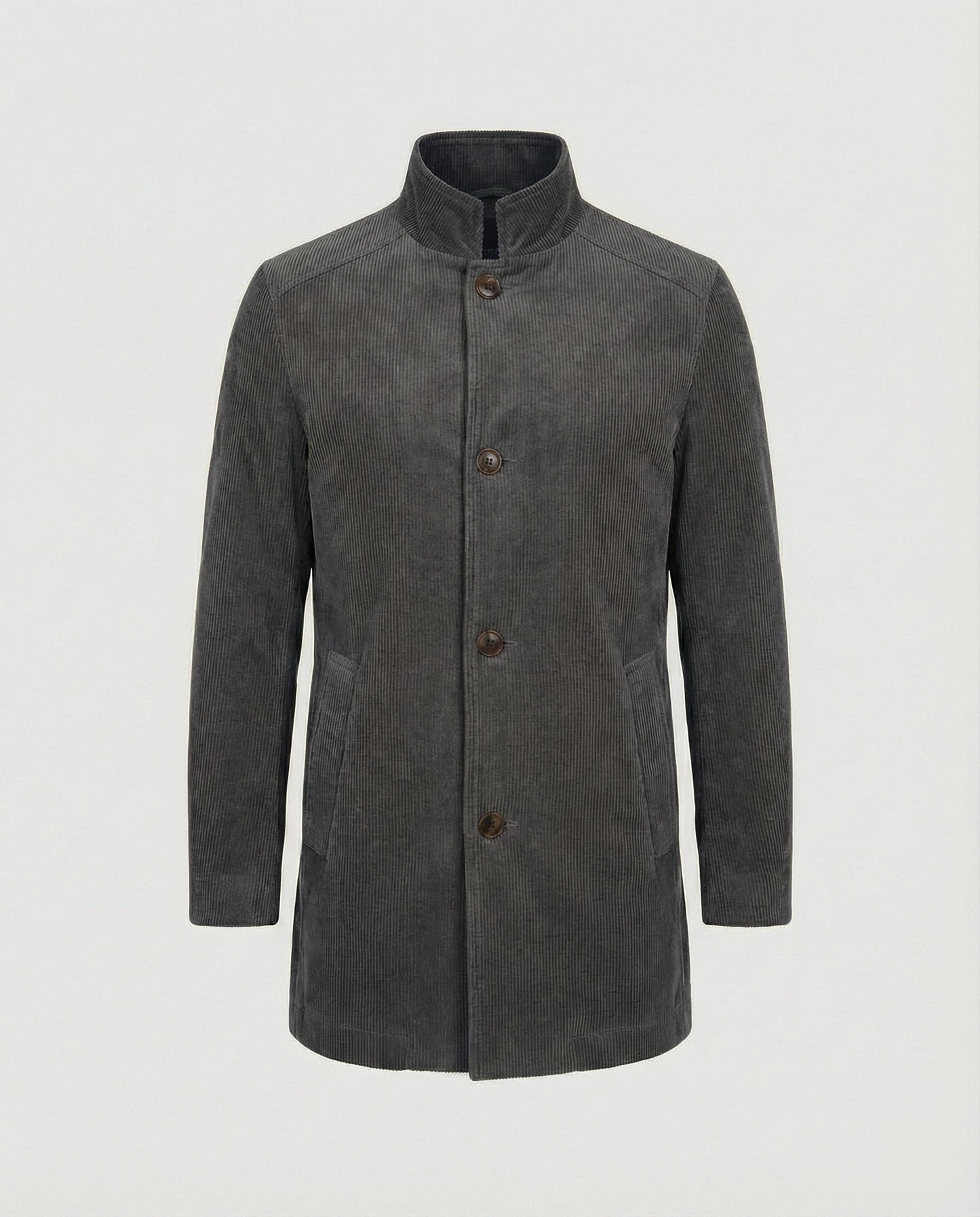 Herren Cordjacke Hochkragen Warm Oliven
