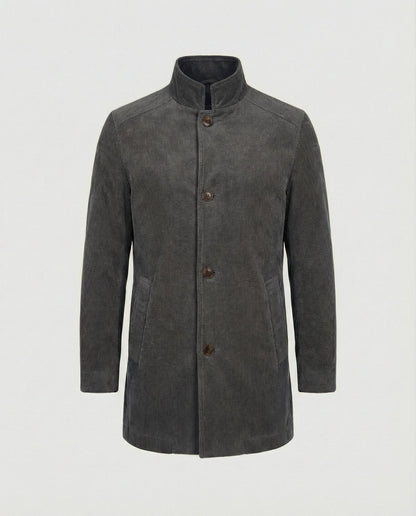 Herren Cordjacke Hochkragen Warm Oliven