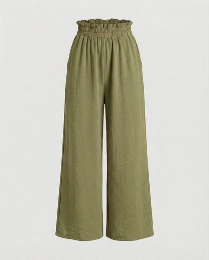 Damen Hosen Weite Bein Culotte Elastisch Bequem