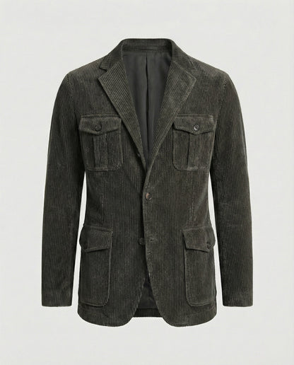 Herren Cordjacke Modern mit Viel Taschen und Reißverschluss