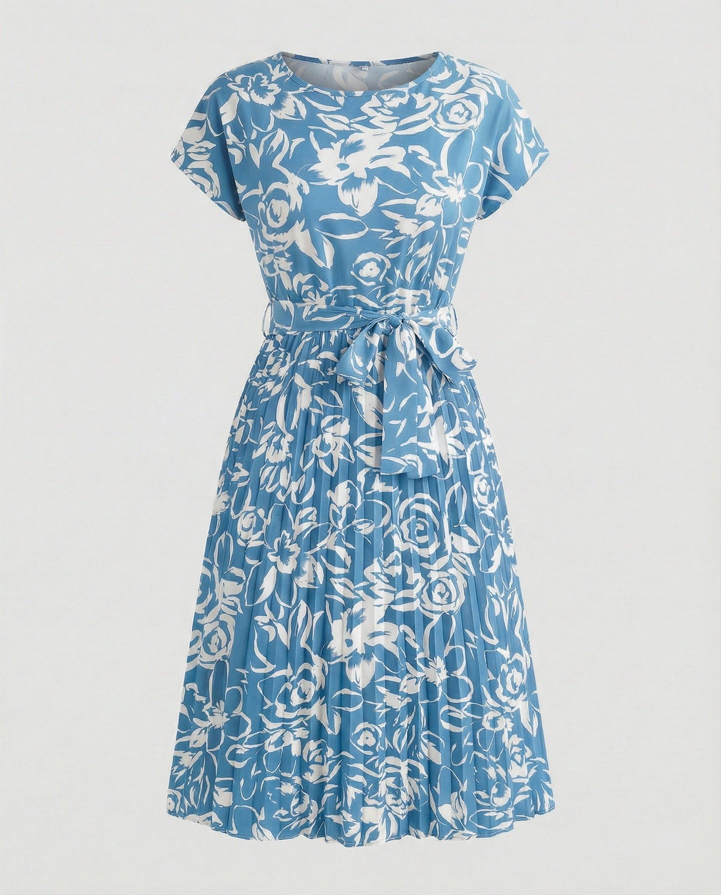 Damenkleid Blumenmuster Sommer mit Gürtel