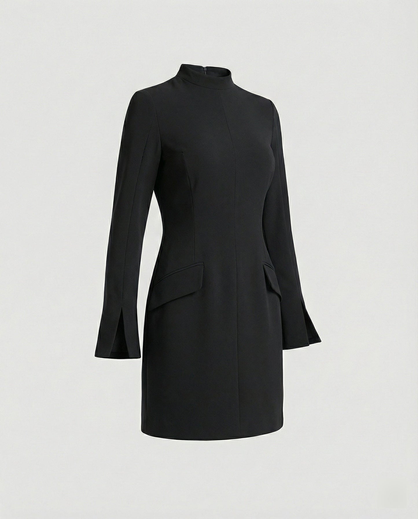Damen Minikleid Elegant mit Taschen Schwarz