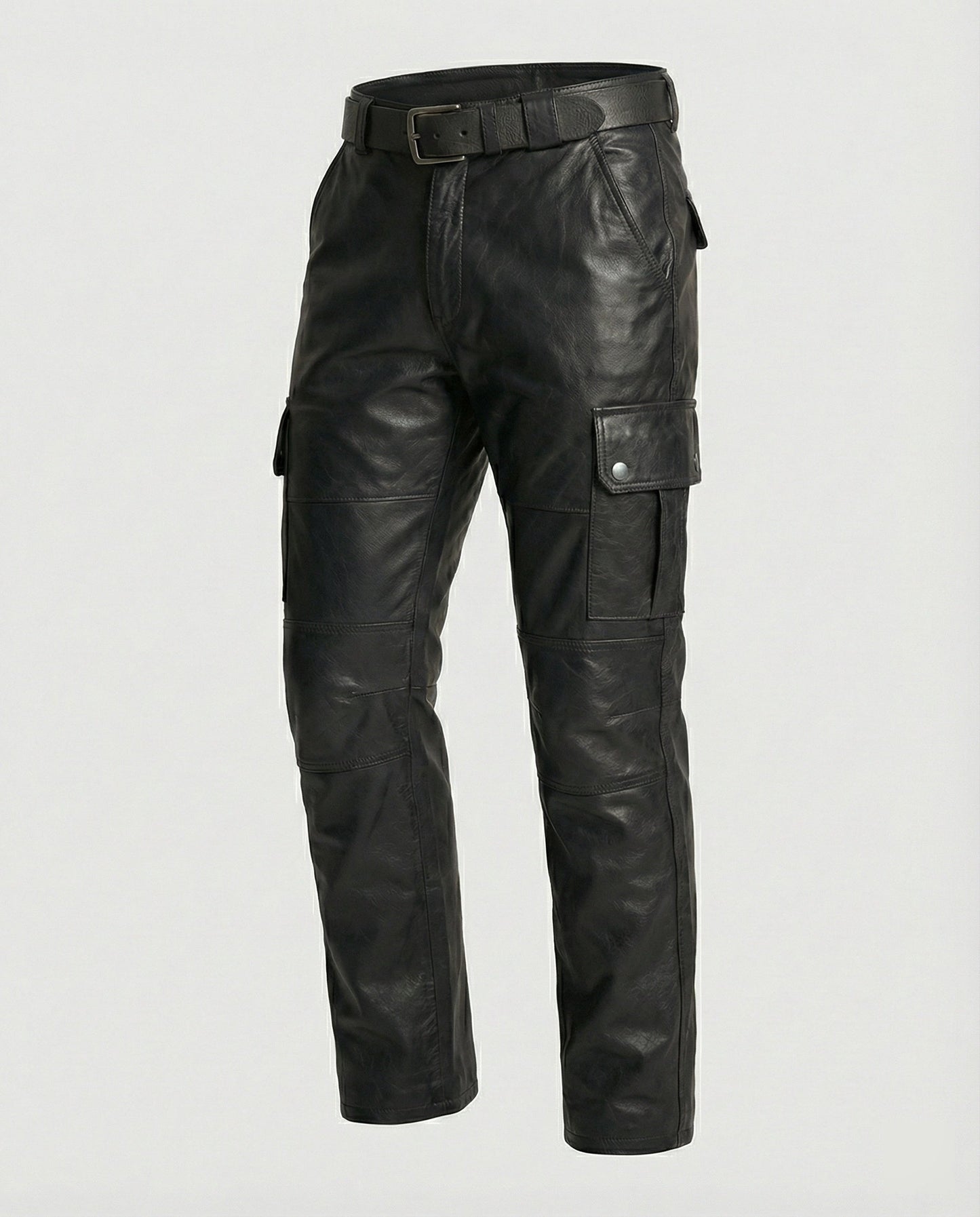 Herren Cargo-Hose Leder Robust Mit vielen Taschen