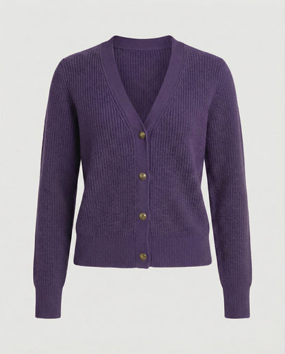 Damen Cardigan V-Ausschnitt Knöpfe Modern