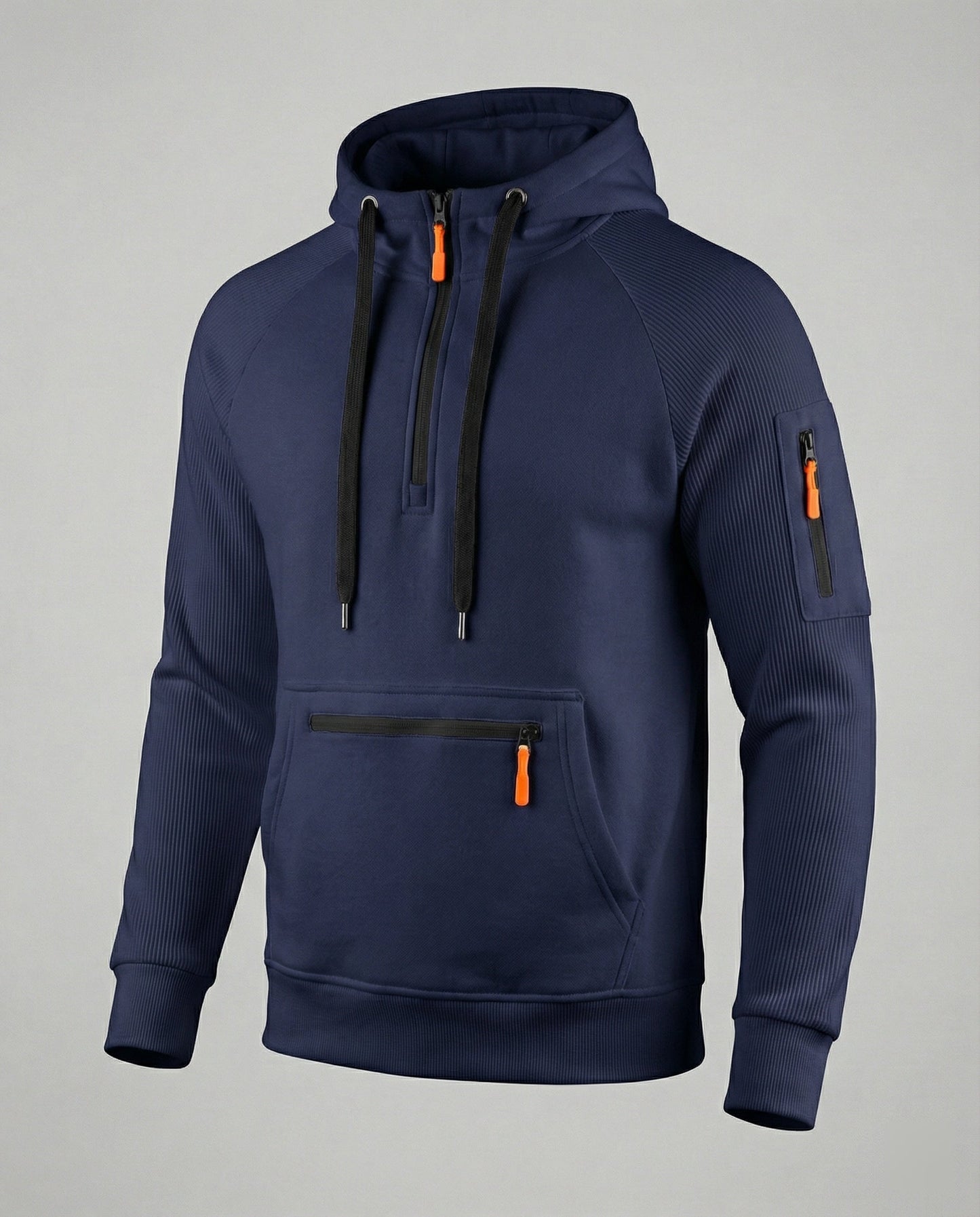 Herren Hoodie Sportlich Mit Reißverschluss Taschen