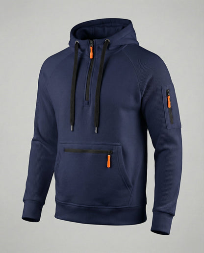 Herren Hoodie Sportlich Mit Reißverschluss Taschen