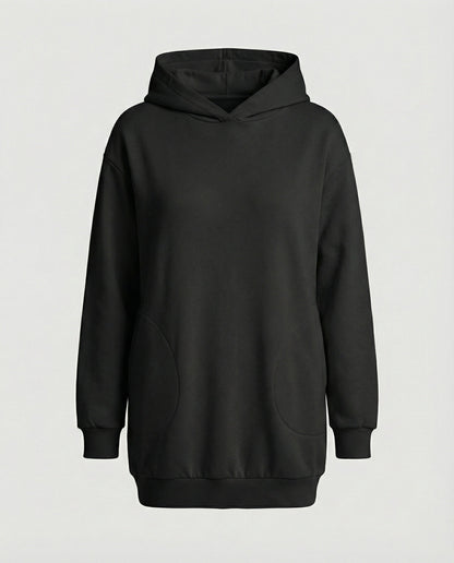Kapuzenpullover Kleid Lang Stylisch Damen