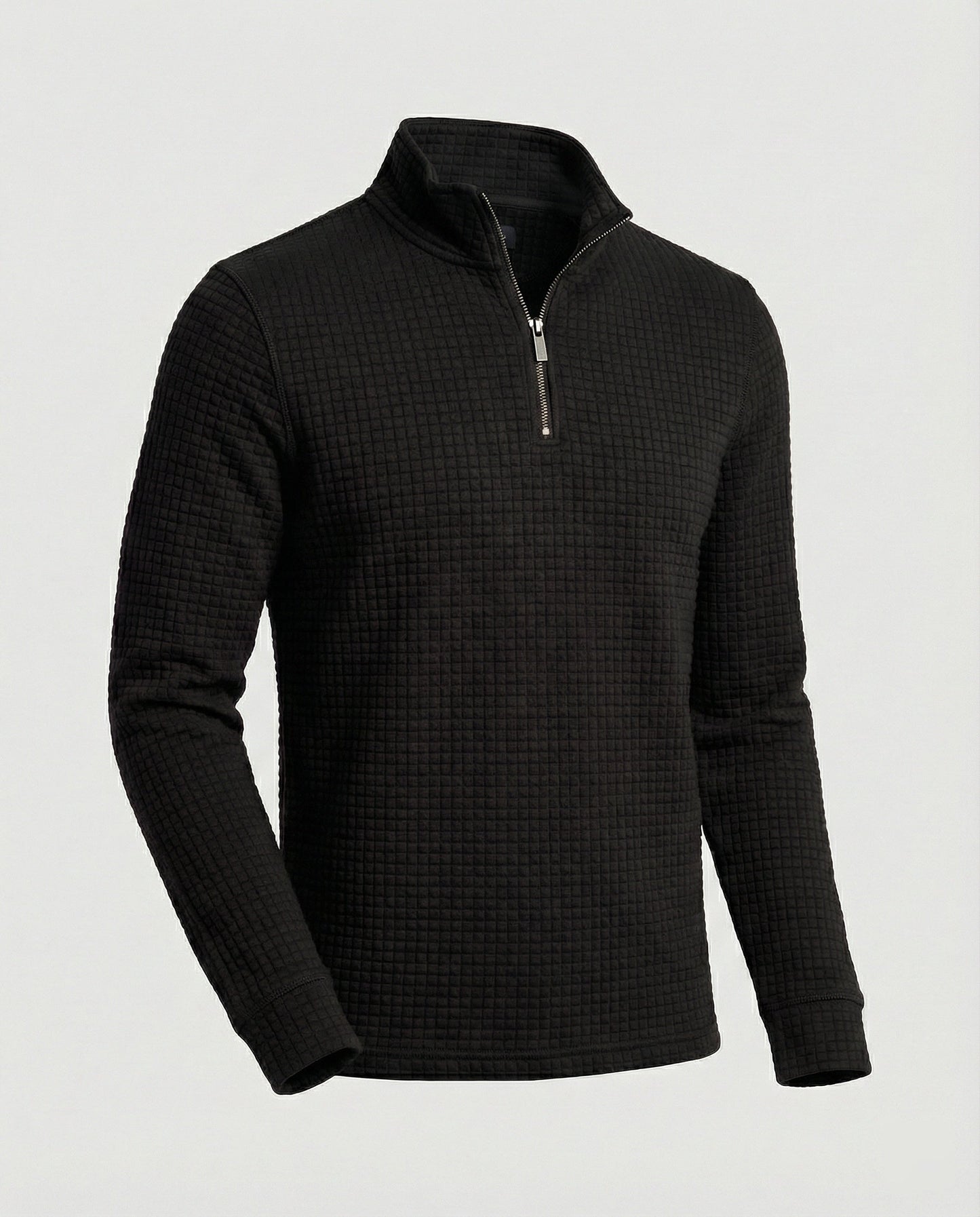 Herren Langarmshirt Modern Stehkragen Reißverschluss Elegant