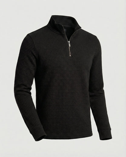 Herren Langarmshirt Modern Stehkragen Reißverschluss Elegant