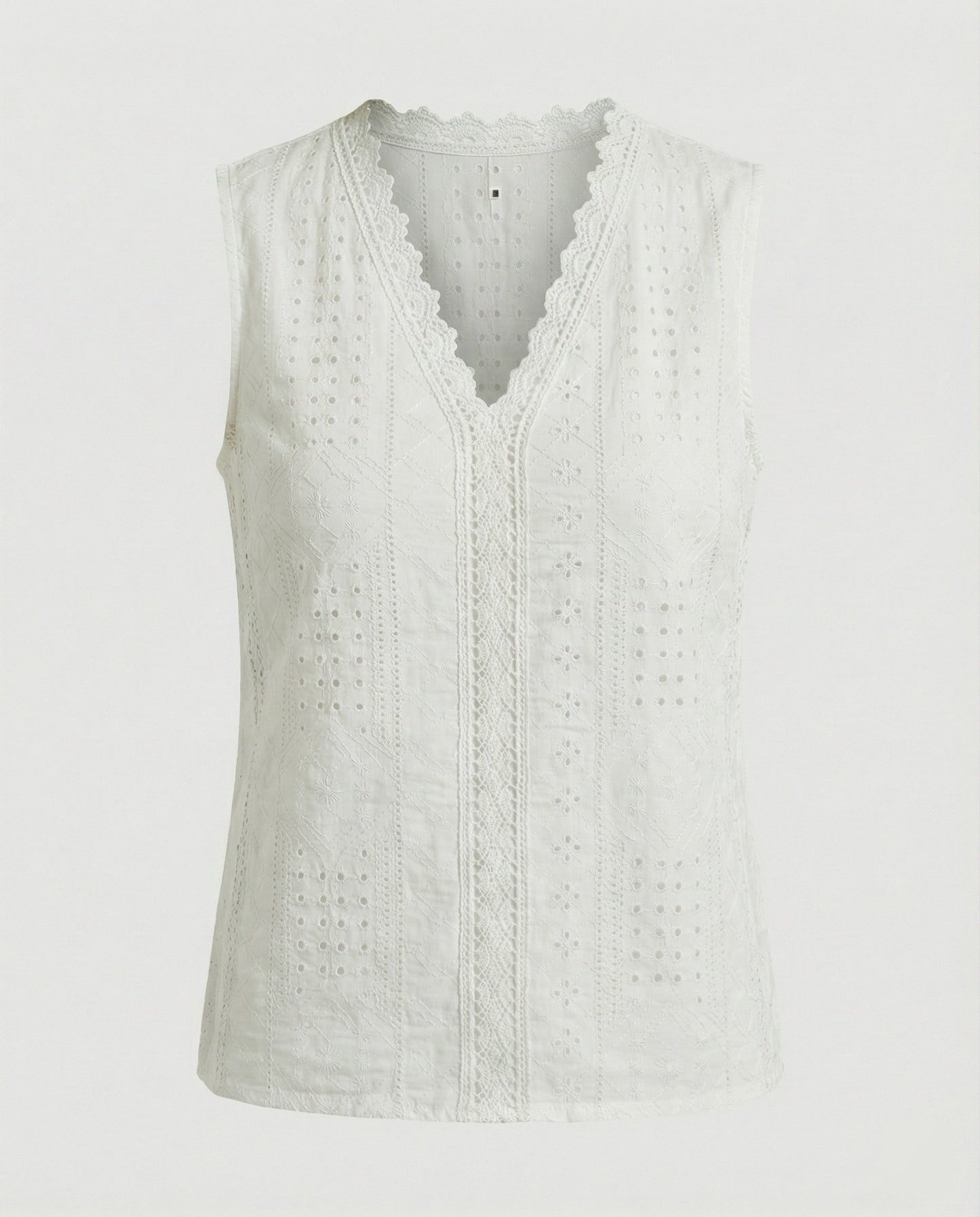 Damen Top Baumwolle Lochstickerei Elegant