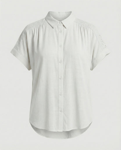 Damen Blusentop Kurzarm Häkel Top Sommer