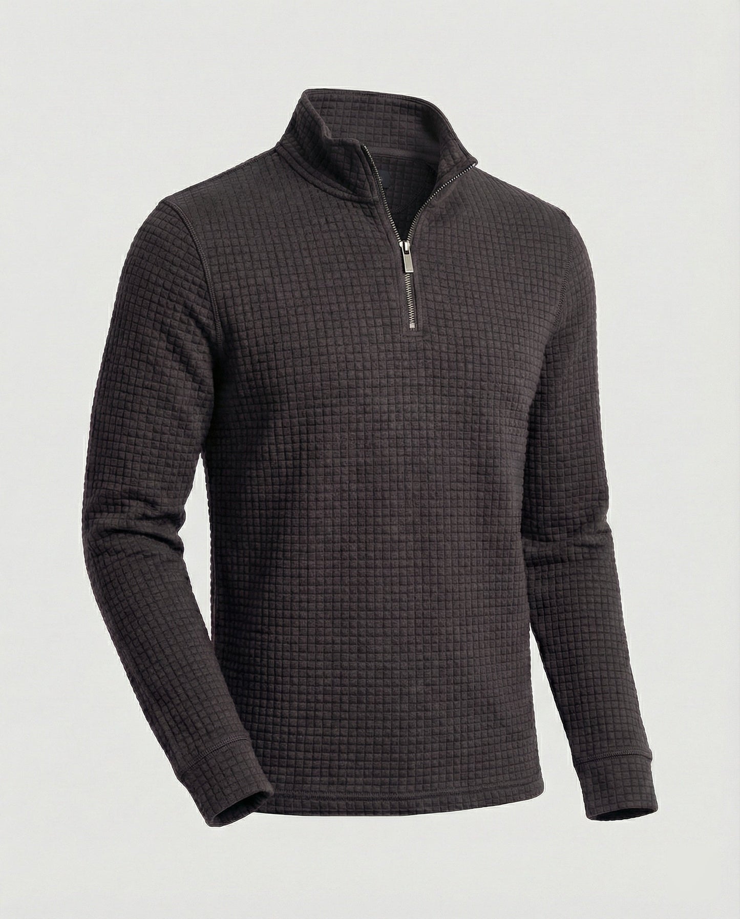 Herren Langarmshirt Modern Stehkragen Reißverschluss Elegant