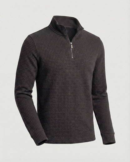Herren Langarmshirt Modern Stehkragen Reißverschluss Elegant