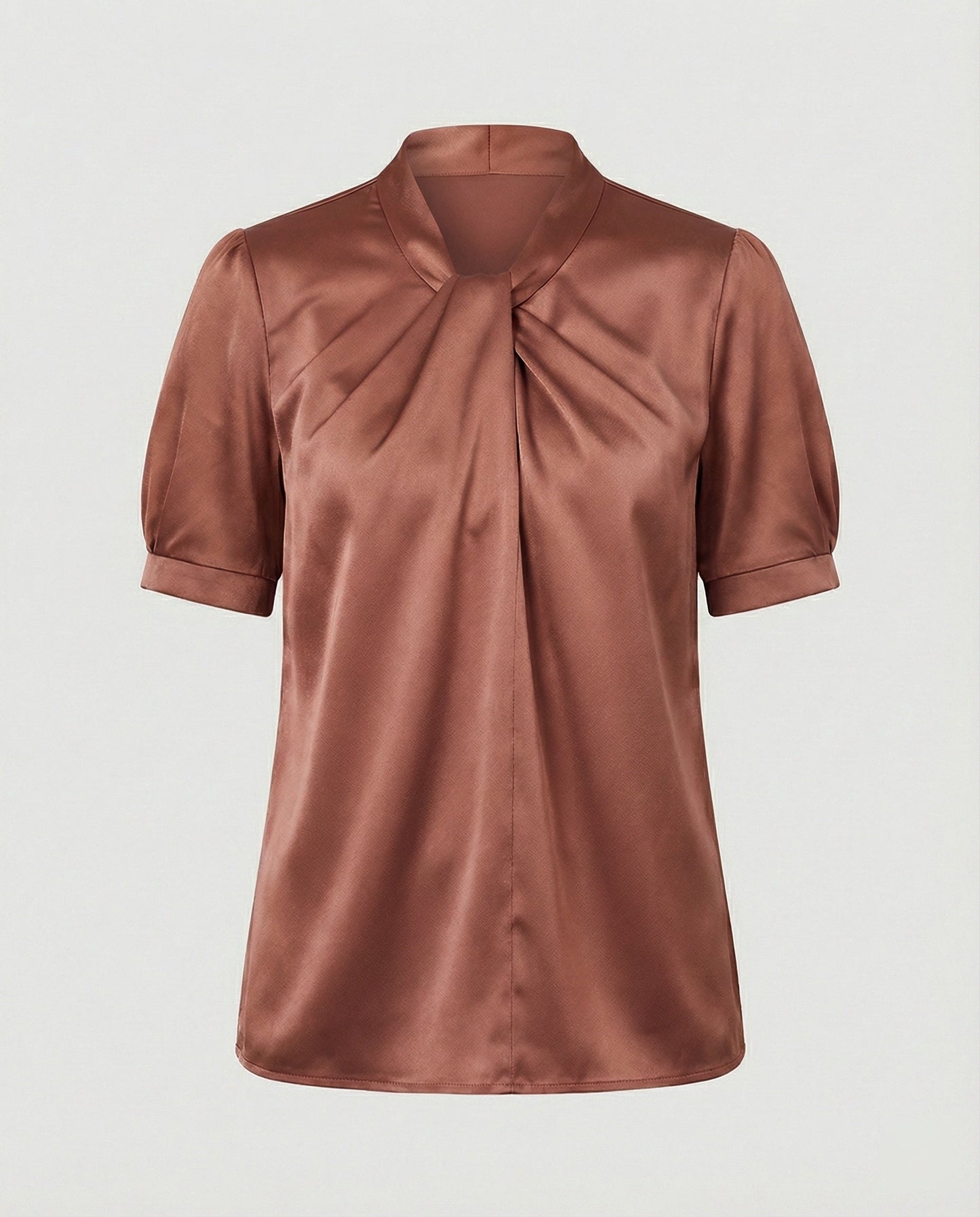 Damen Bluse Top mit Krawattenkragen Elegante Satin