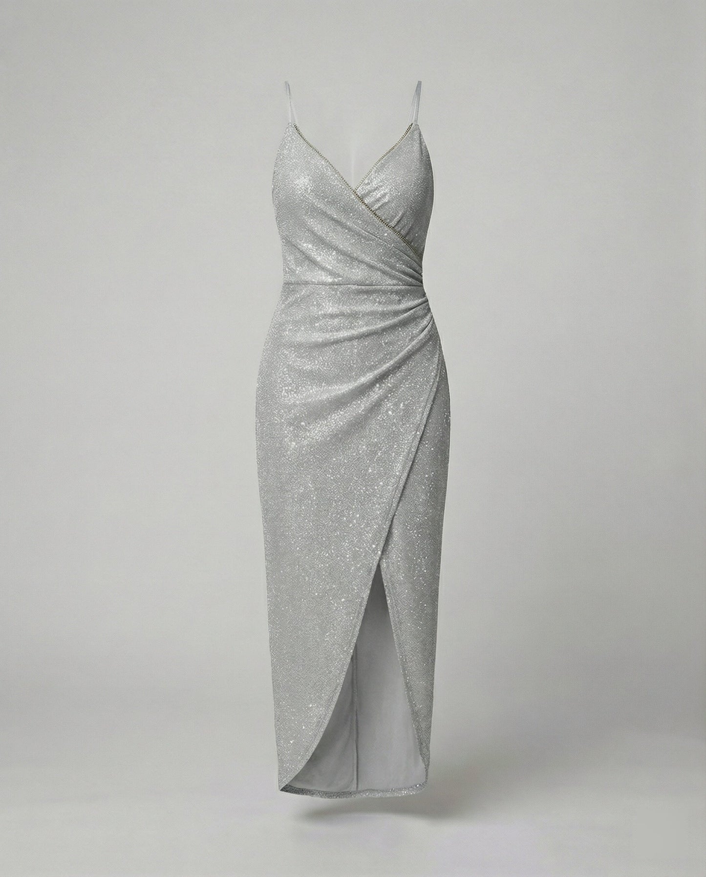 Glamouröses Damen Wickelkleid Hochgeschlitzt Glitzernd