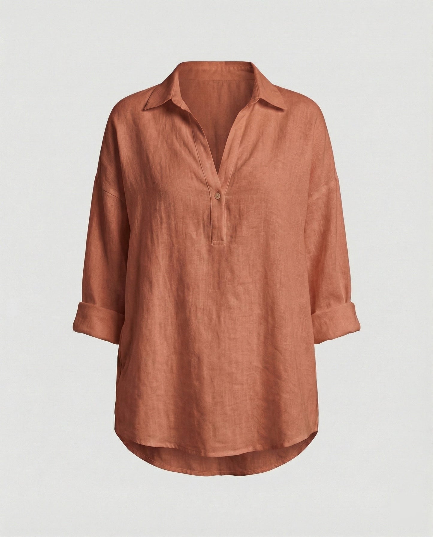 Damen Leinenbluse Elegante Knopfleiste Sommer