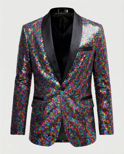 Pailletten Blazer Herren Glamour Schwarz
