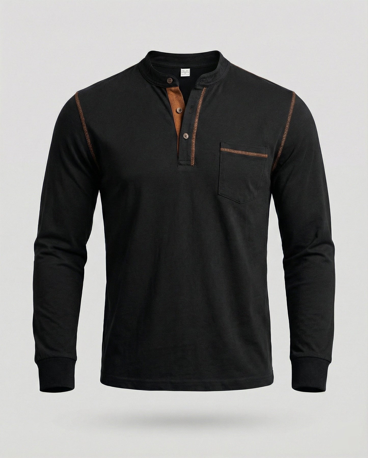Herren Langarmshirt Henley Style Baumwolle