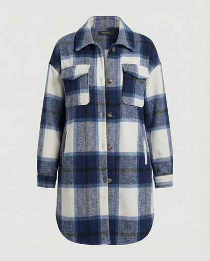 Damen Hemdjacke Kariert Lässig Oversized