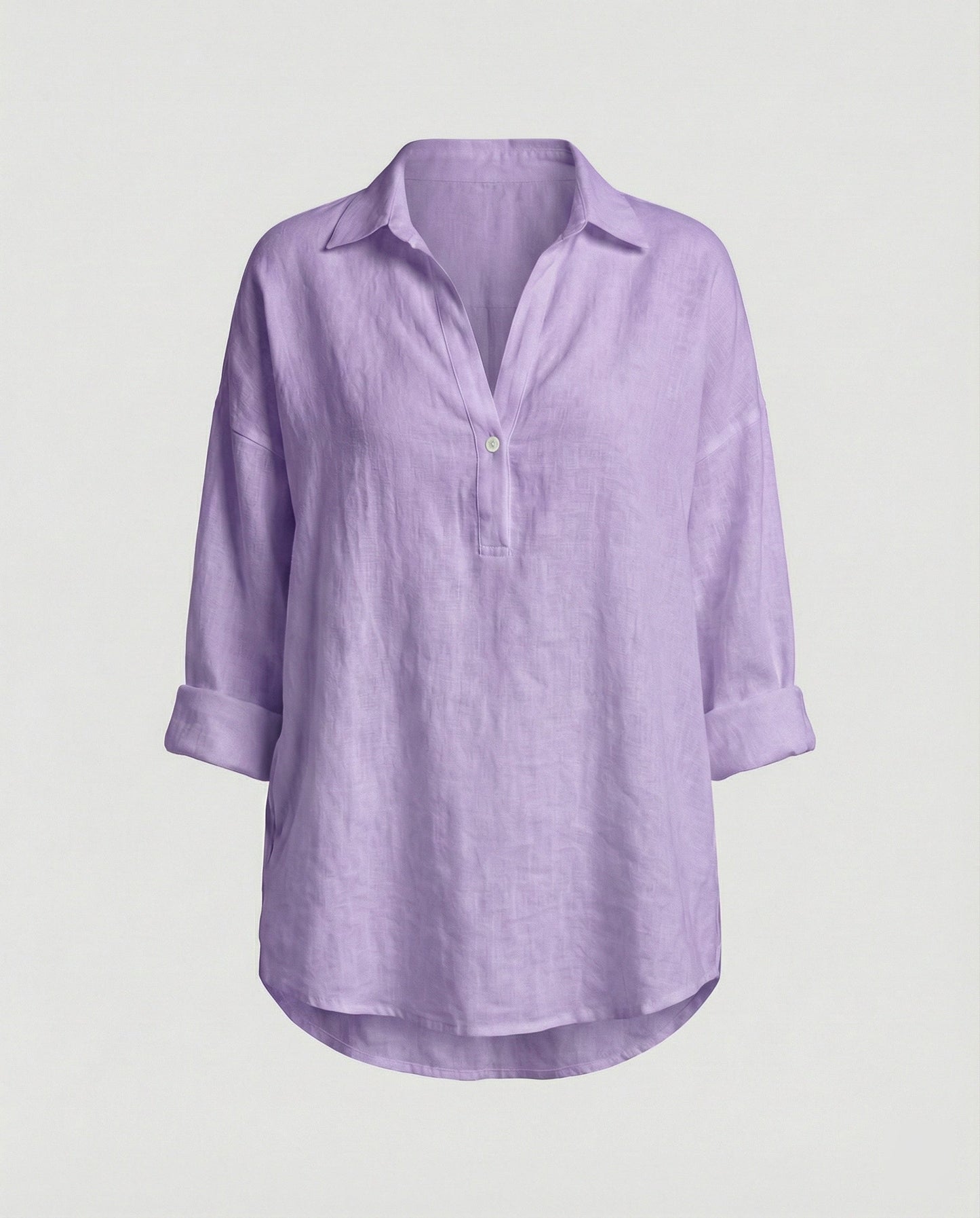 Damen Leinenbluse Elegante Knopfleiste Sommer
