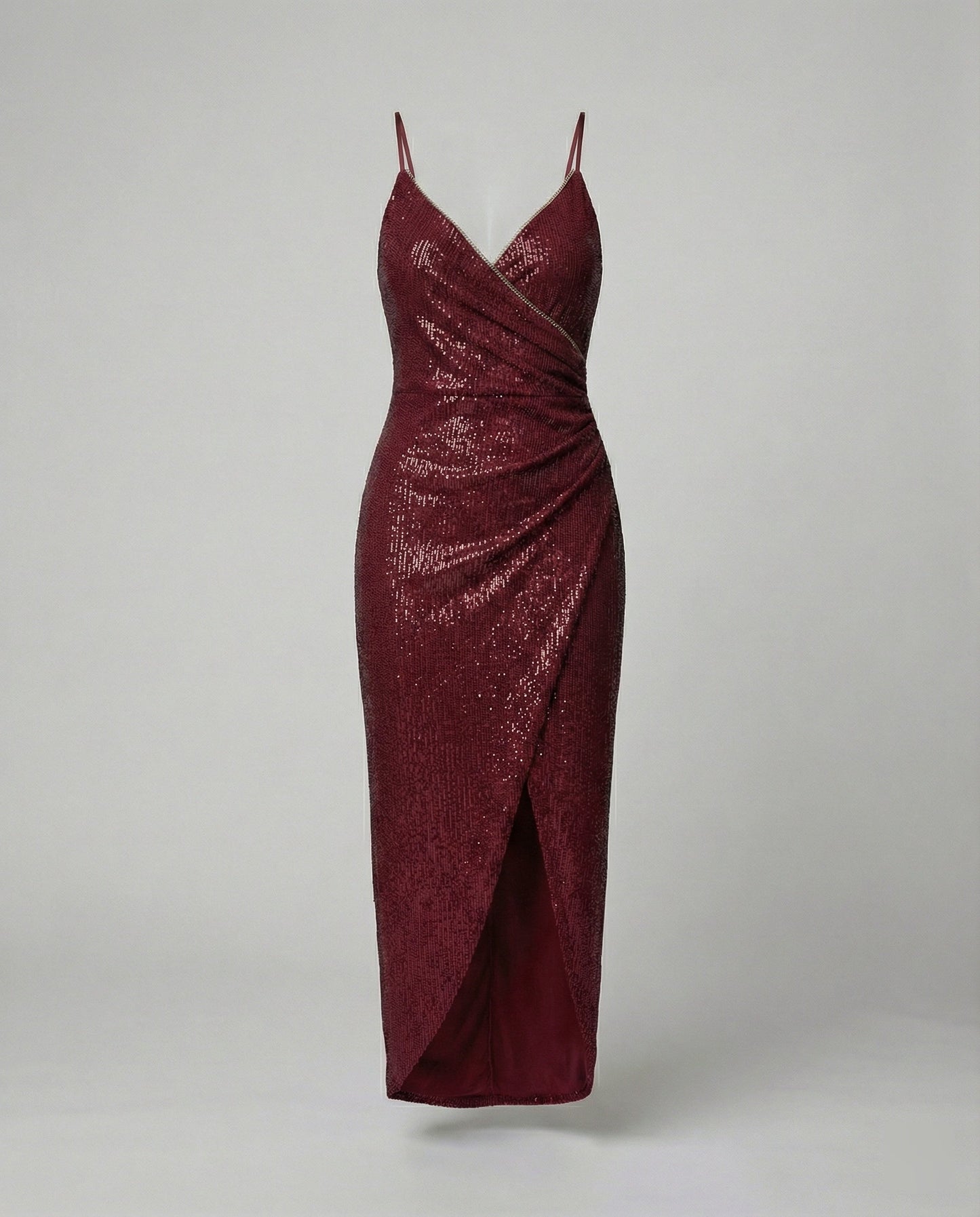 Glamouröses Damen Wickelkleid Hochgeschlitzt Glitzernd