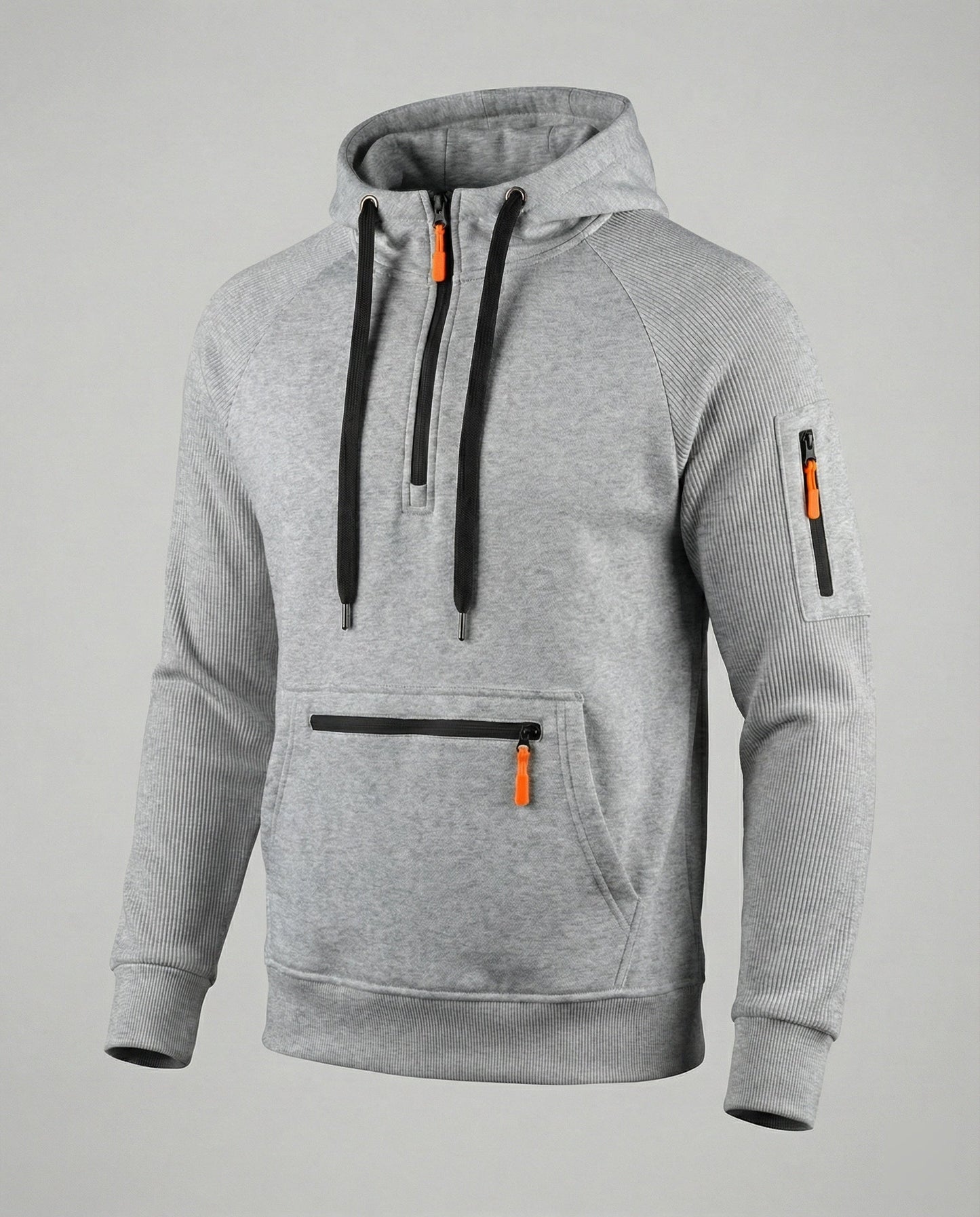 Herren Hoodie Sportlich Mit Reißverschluss Taschen