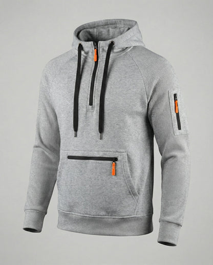 Herren Hoodie Sportlich Mit Reißverschluss Taschen