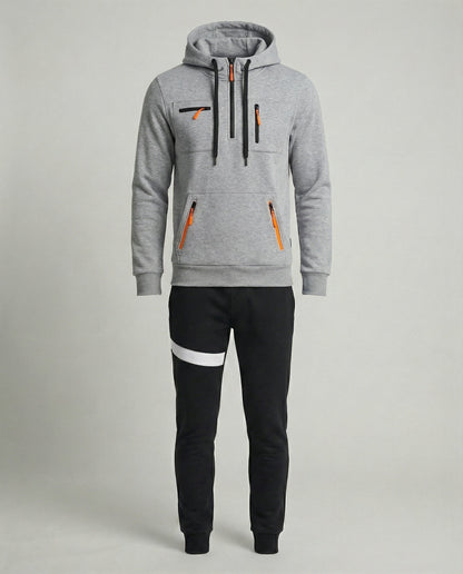 Herren Sportset Hoodie Jogginghose Grau Komfort