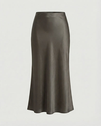 Damen Maxikleid aus Satin Glatt Elegant