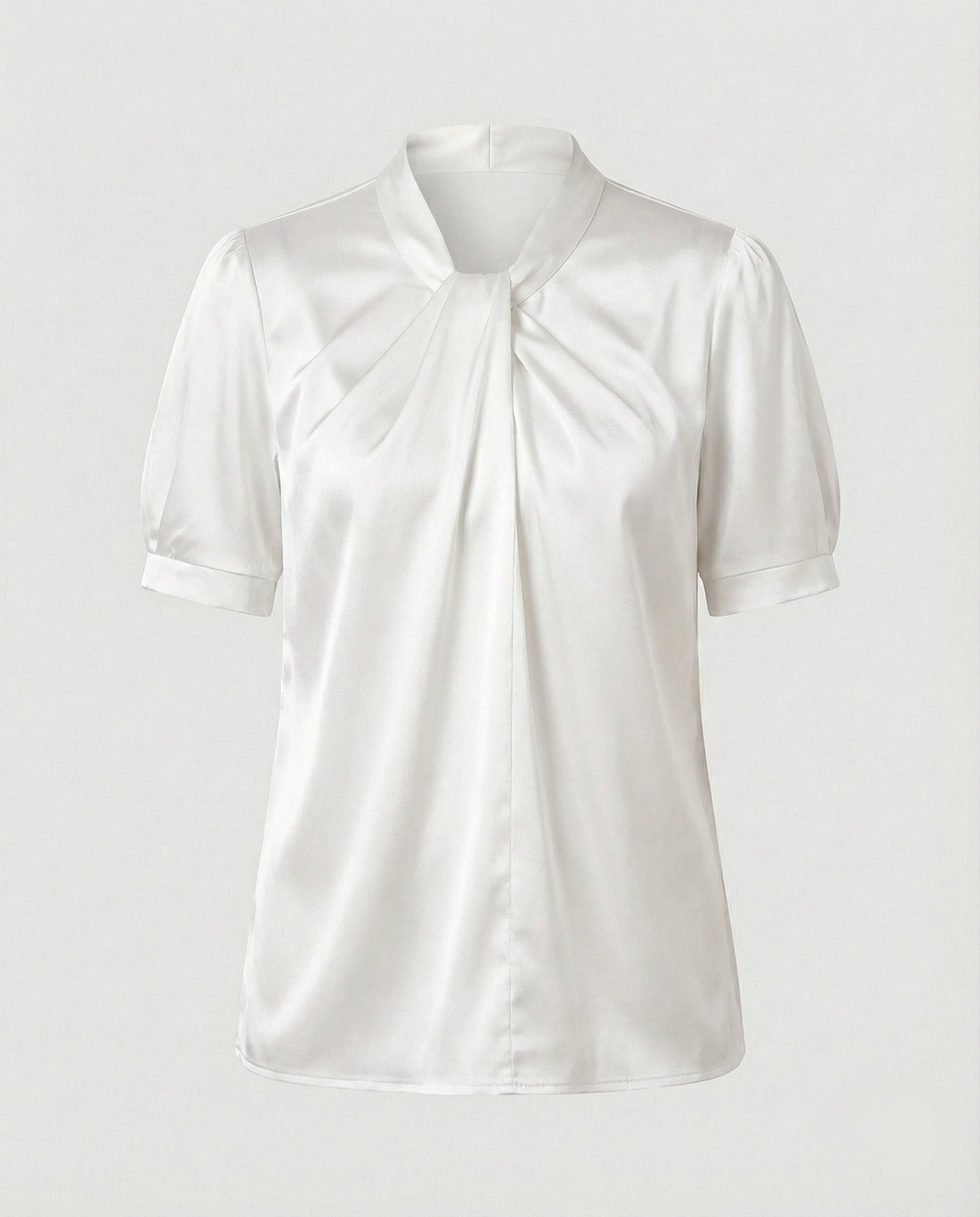 Damen Bluse Top mit Krawattenkragen Elegante Satin