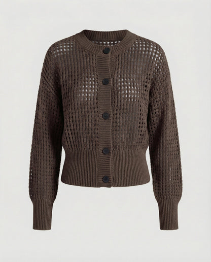 Damen Cardigan Strick Großkaros Luftig Modern