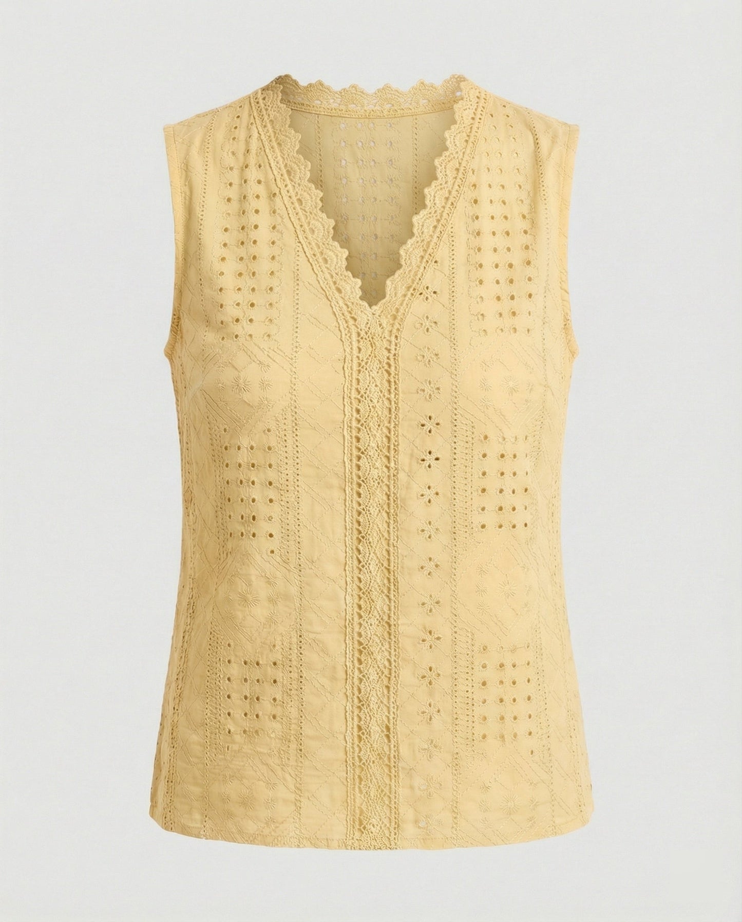 Damen Top Baumwolle Lochstickerei Elegant
