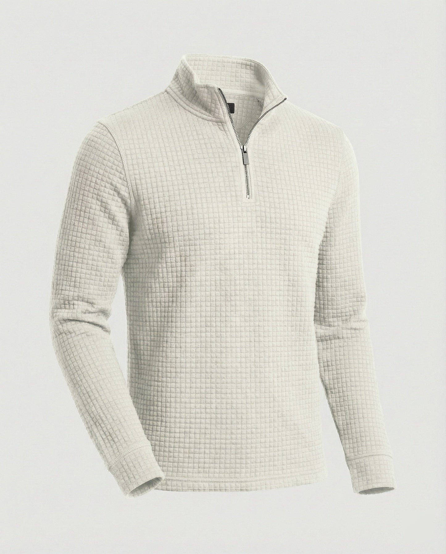 Herren Langarmshirt Modern Stehkragen Reißverschluss Elegant