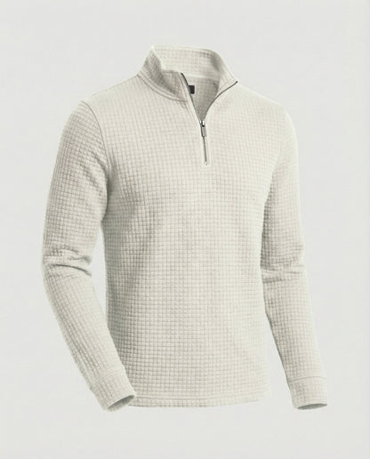 Herren Langarmshirt Modern Stehkragen Reißverschluss Elegant