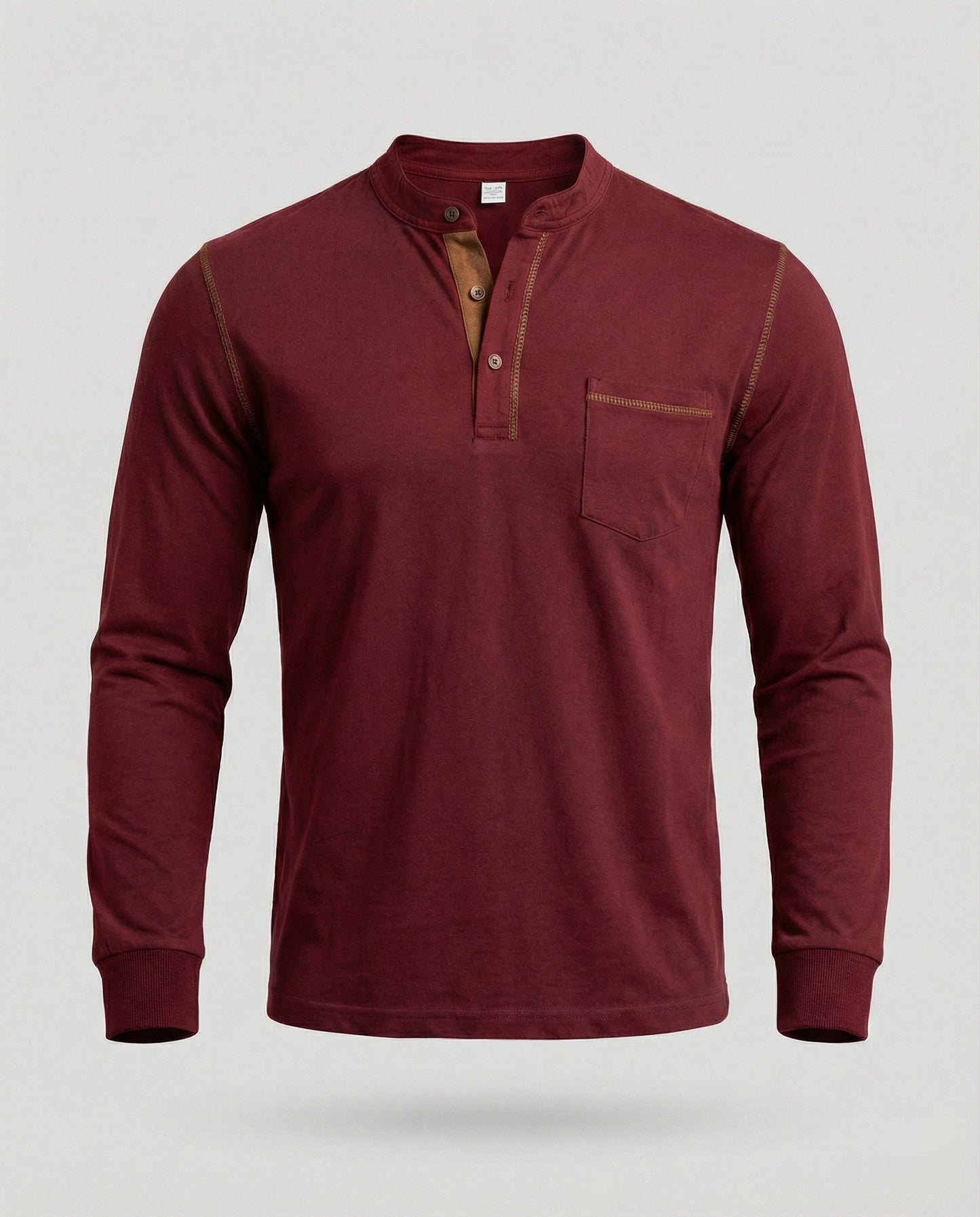 Herren Langarmshirt Henley Style Baumwolle