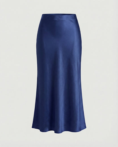 Damen Maxikleid aus Satin Glatt Elegant