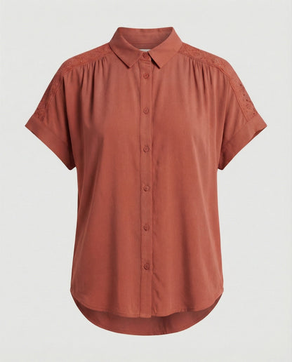 Damen Blusentop Kurzarm Häkel Top Sommer