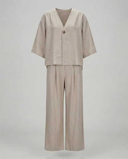 Damen Zweiteiler Oversized Bluse Set Modern