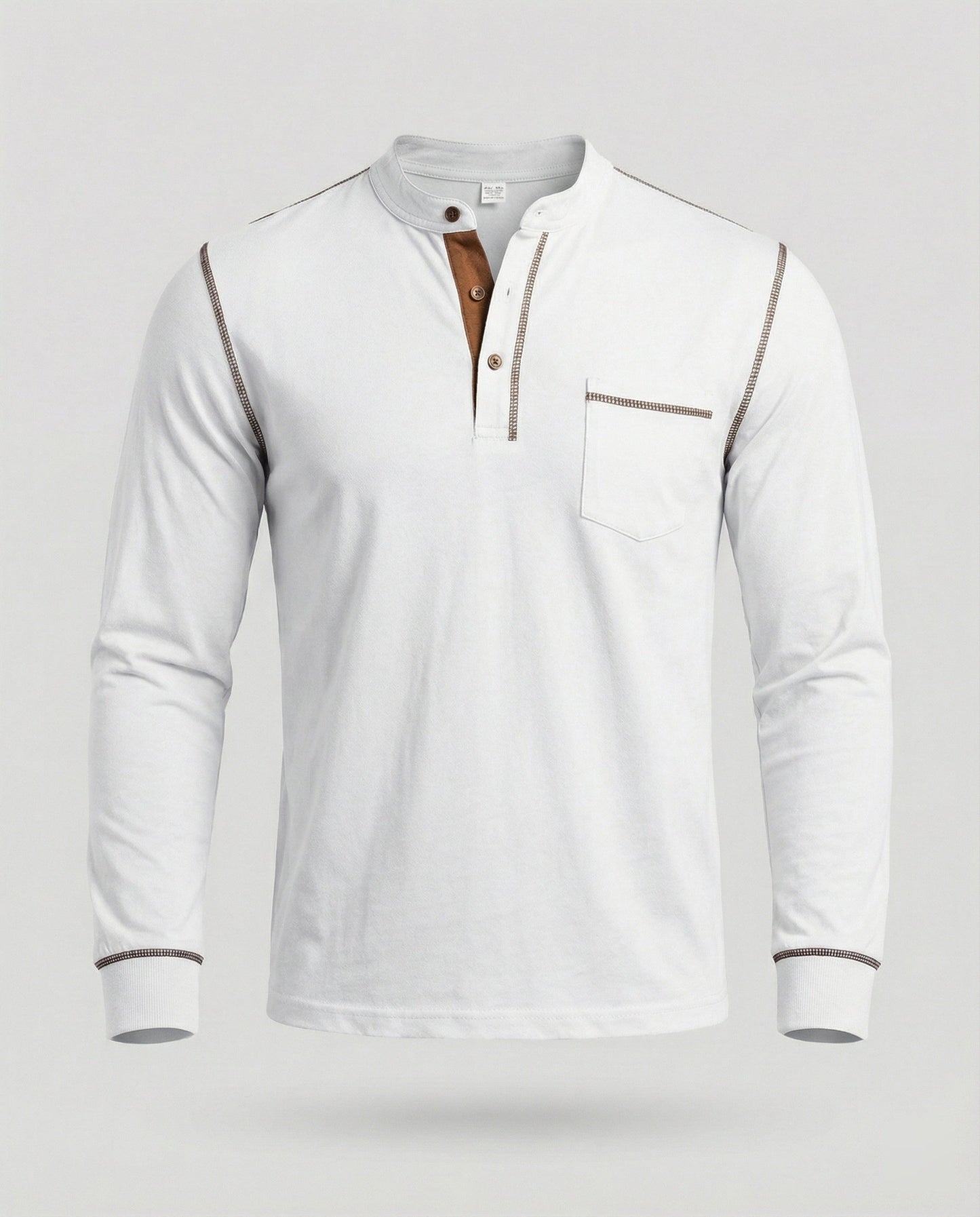 Herren Langarmshirt Henley Style Baumwolle