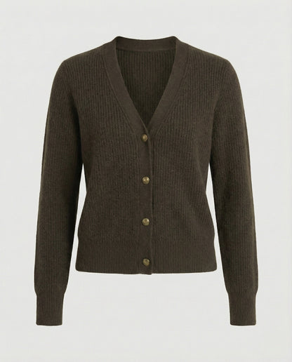 Damen Cardigan V-Ausschnitt Knöpfe Modern