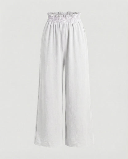 Damen Hosen Weite Bein Culotte Elastisch Bequem
