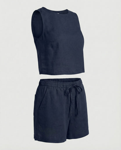 Damen Zweiteiler Kurzoberteil Sommer Set